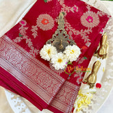 Soft Red Semi Georgette Soft Silk Saree -VS2002